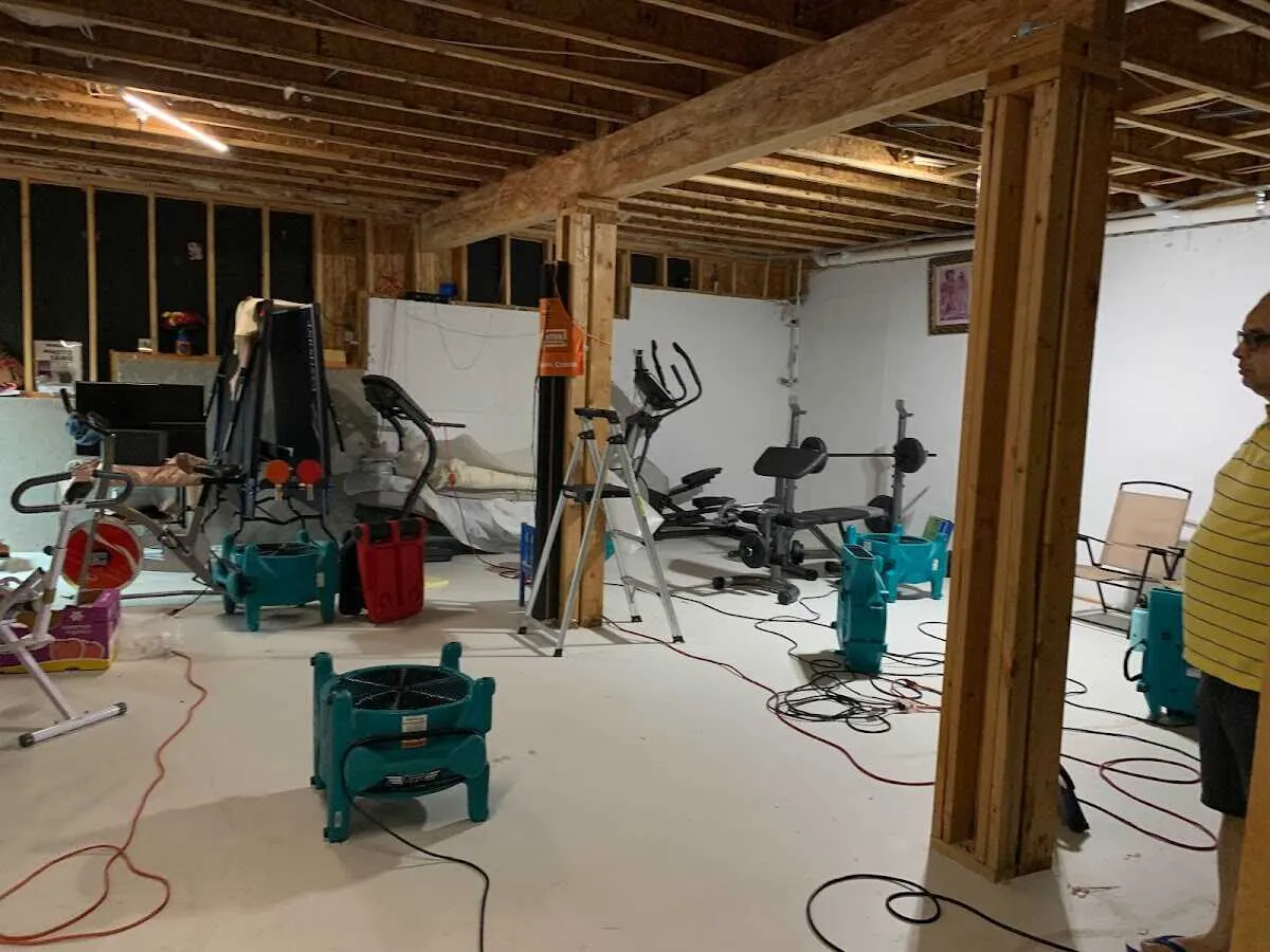 Basement drying equipment setup for Contents Cleaning & Restoration in Lakeport